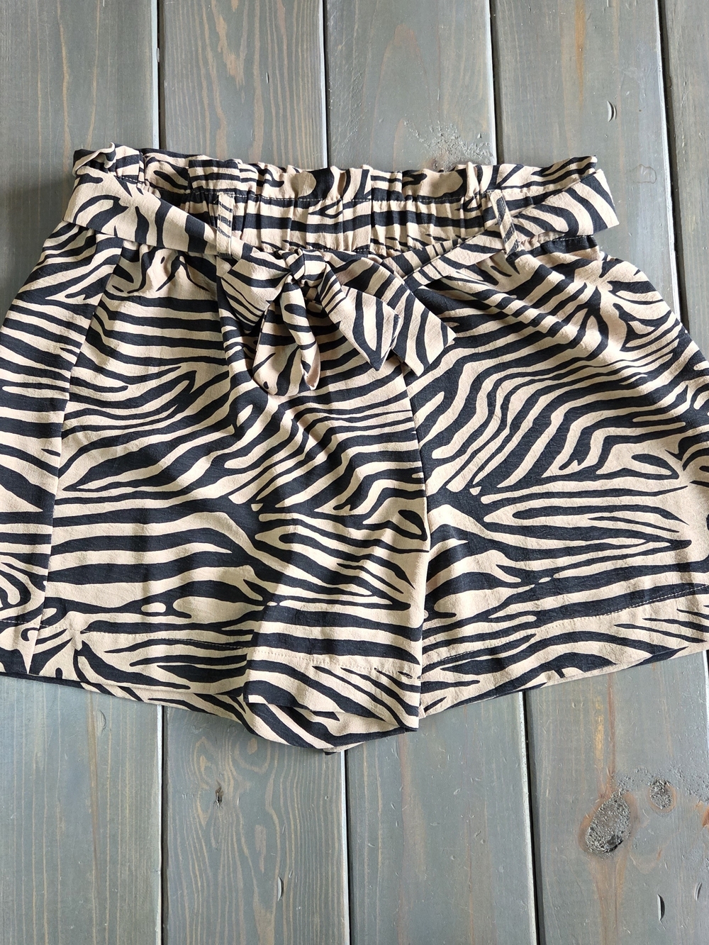 Rachel Zoe Zebra Print Tie Waist Shorts Size Large Paperbag Waist High Rise